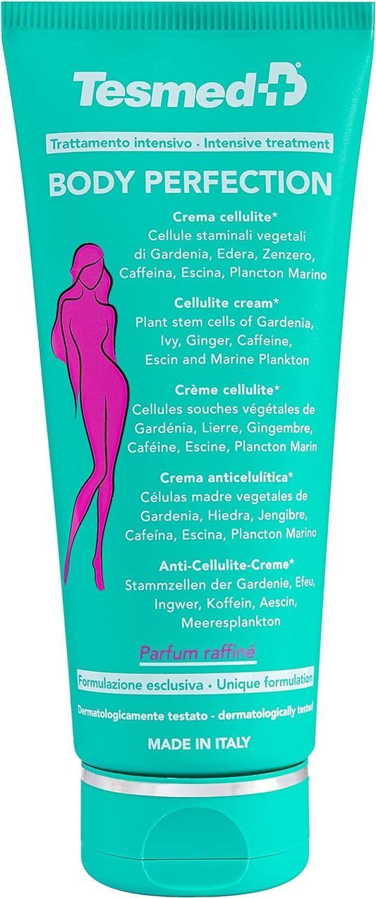Tesmed Body Perfection Körper und Anti-Cellulite Creme, feuchtigkeitsspendend, straffend, regt die Durchblutung an leichte Kühlwirkung, ausgezeichneter Duft - für Orangenhaut und schwere Beine