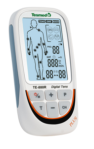 TESMED TE-880R Plus Wiederaufladbarer Muskel-Elektrostimulator, EMS, TENS, Massage: 73 Programme, davon 2 anpassbar – Funktioniert mit 8 Elektroden