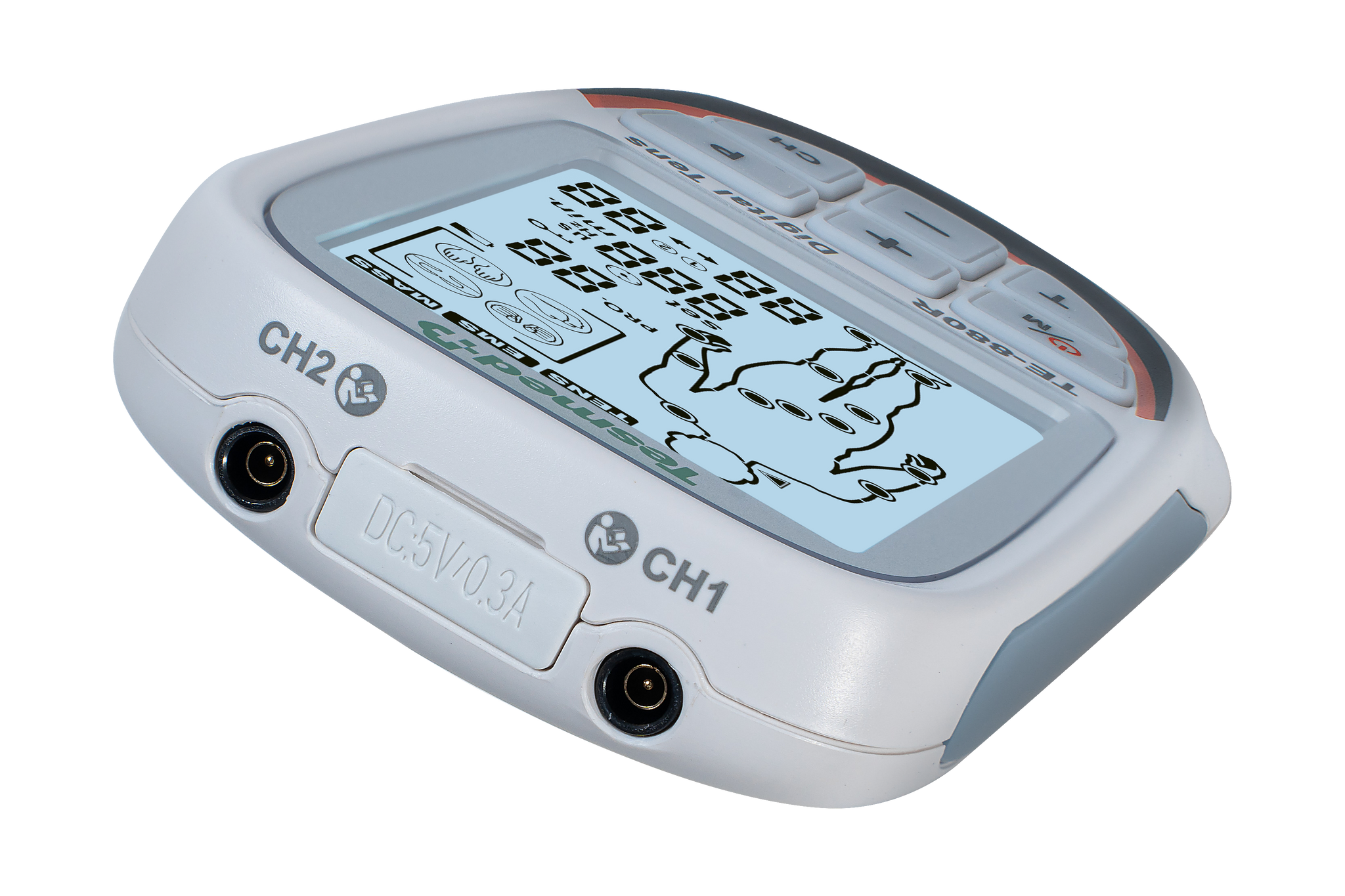 TESMED TE-880R Plus Wiederaufladbarer Muskel-Elektrostimulator, EMS, TENS, Massage: 73 Programme, davon 2 anpassbar – Funktioniert mit 8 Elektroden