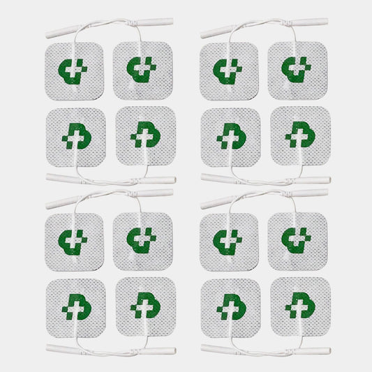 TESMED 16 ELEKTRODEN von höchster Qualität mm 50x50, universell, geeignet für alle Marken von Elektrostimulatoren mit 2-mm-Steckerkabeln, waschbar, erfordern kein Gel