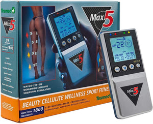 TESMED Max 5 TENS + EMS Duo Elektrostimulationsgerät mit 4 Kanälen, für den Muskelaufbau inkl. 12 Elektroden
