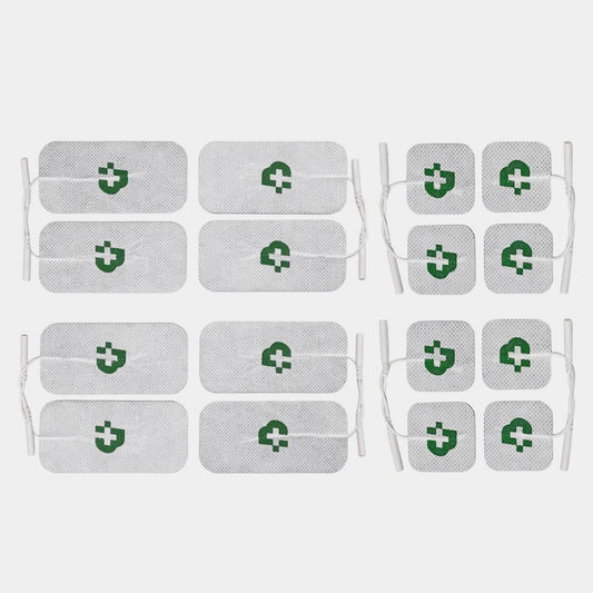 TESMED All Body Elektroden Pads für TENS und EMS Reizstrom-Geräte mit 2mm-Stecker-Anschluss, selbstklebend, 16 Stück (8 Elektroden mit 50x50mm, 8 Elektroden mit 50x100mm)